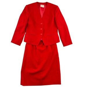 VINTAGE PENDLETON Womens Skirt‎ Suit - Jacket Size 12, Skirt Size 10 Red Wool